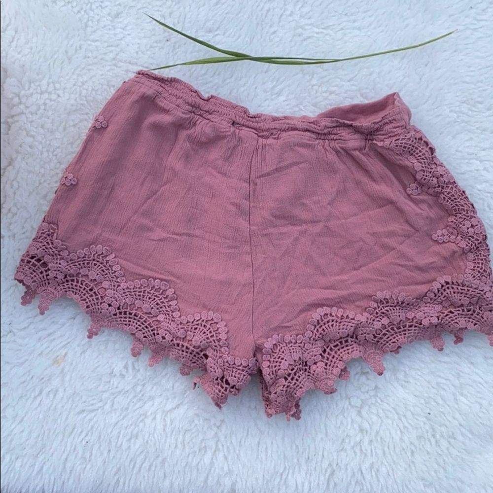 See You Monday rayon purple shorts.